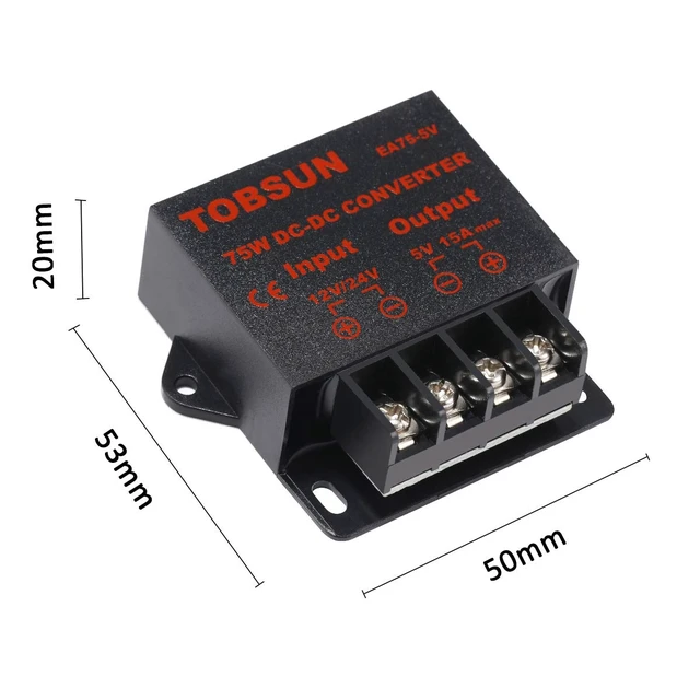 Alt view image 6 of 7 - DC 12V/24V to 5V 15A Step Down Converter - Voltage Regulator Buck Converter Power Supply Transformer