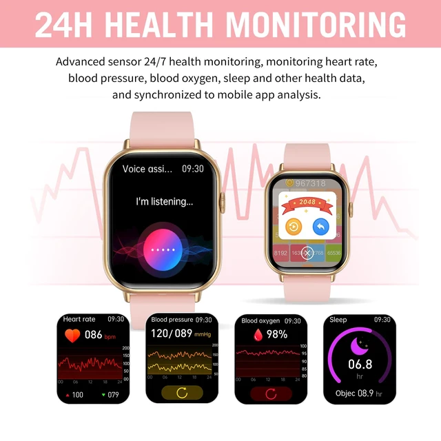 Alt view image 5 of 7 - Smart Watches for Men Women, 2.01" HD Screen Fitness Tracker Watch with Blood Pressure/Heart Rate/Sleep Monitor, Smart Watch for Android iOS Phones, IP67 Waterproof Sport Watch (Pink)