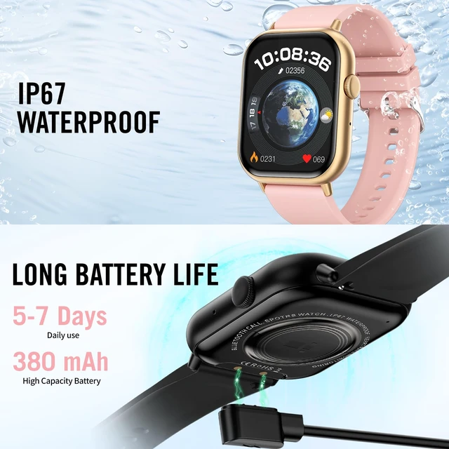 Alt view image 7 of 7 - Smart Watches for Men Women, 2.01" HD Screen Fitness Tracker Watch with Blood Pressure/Heart Rate/Sleep Monitor, Smart Watch for Android iOS Phones, IP67 Waterproof Sport Watch (Pink)