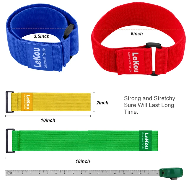 Alt view image 2 of 6 - Elastic Cinch Straps 2" x 18" (8 Pack), Stretchy Hook and Loop Storage Straps Hook and Loop Cinch Strap with Buckle - Bicycle, Truck, Boat Extension Cords, Ropes, Hoses Garage & RV Organization