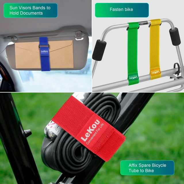 Alt view image 3 of 6 - Elastic Cinch Straps 2" x 18" (8 Pack), Stretchy Hook and Loop Storage Straps Hook and Loop Cinch Strap with Buckle - Bicycle, Truck, Boat Extension Cords, Ropes, Hoses Garage & RV Organization