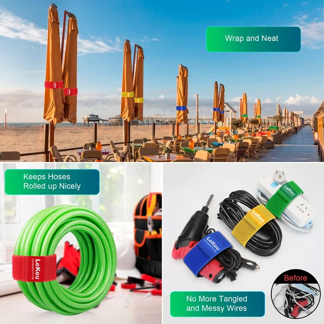Alt view image 4 of 6 - Elastic Cinch Straps 2" x 18" (8 Pack), Stretchy Hook and Loop Storage Straps Hook and Loop Cinch Strap with Buckle - Bicycle, Truck, Boat Extension Cords, Ropes, Hoses Garage & RV Organization
