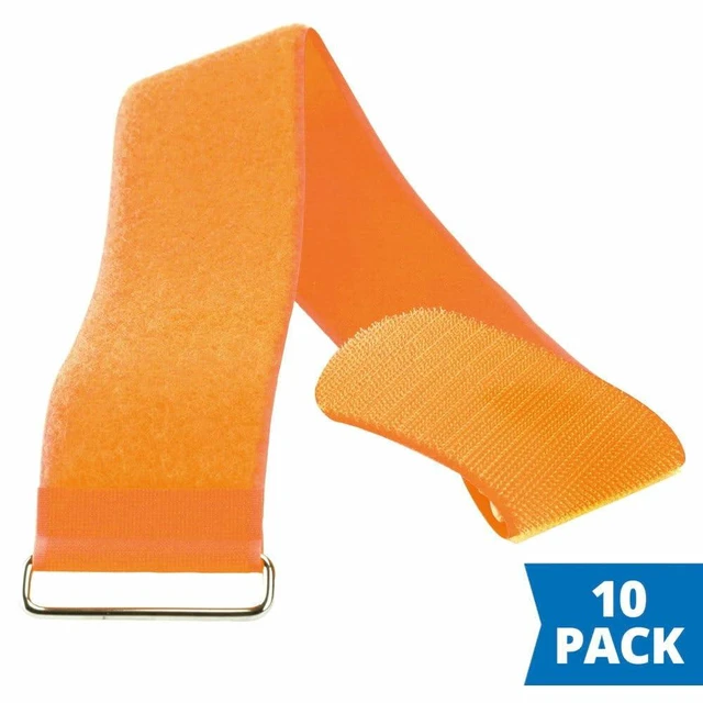 Alt view image 2 of 5 - 2" x 22" Hook and Loop Strap with Metal Buckle, 10 Pack Heavy Duty Nylon Webbing, Adjustable Cable Straps