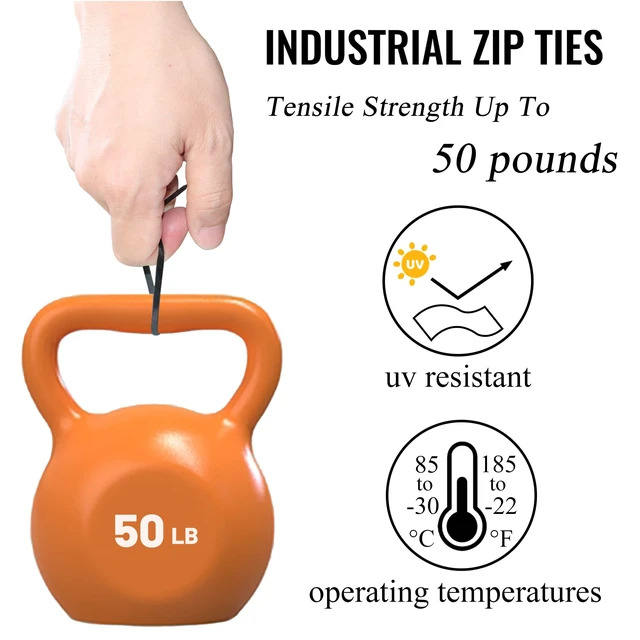 Alt view image 2 of 7 - 8 inch Zip Ties 1000 Pack, Black Cable Ties with 50lbs Tensile Strength, Self-Locking Plastic Wire Ties for Indoor and Outdoor Use by