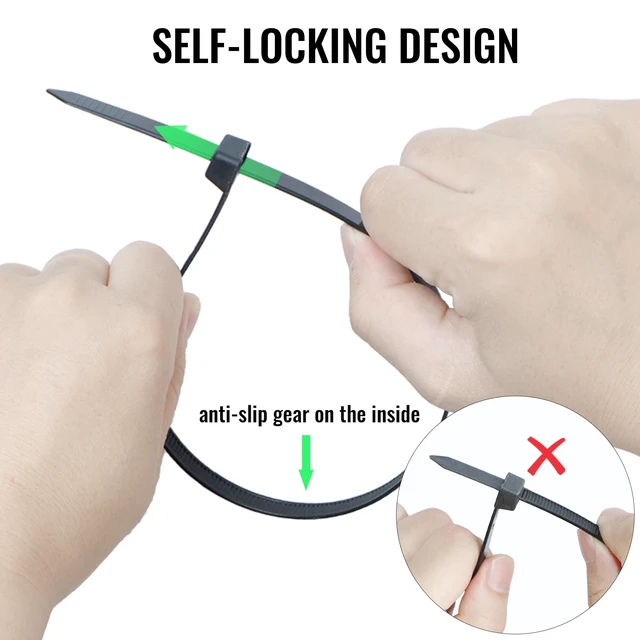 Alt view image 5 of 7 - 8 inch Zip Ties 1000 Pack, Black Cable Ties with 50lbs Tensile Strength, Self-Locking Plastic Wire Ties for Indoor and Outdoor Use by
