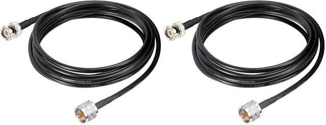 Main image of Handheld Radio Antenna Adapter Cable UHF PL259 Male to BNC Male Coax RG58 Jumper 10 Feet for CB Radio, Ham Radio, VHF Radio, Antenna Analyzer (Pack of 2)