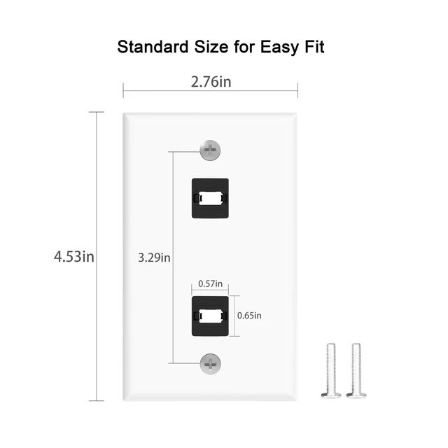 Alt view image 3 of 7 - MPO Fiber Keystone Wall Plate, Single Gang 2-Port Panel, 2-Pack Designed for MPO Fiber Cable Installation, Enables Clean In-Wall Routing for Detachable Fiber Systems