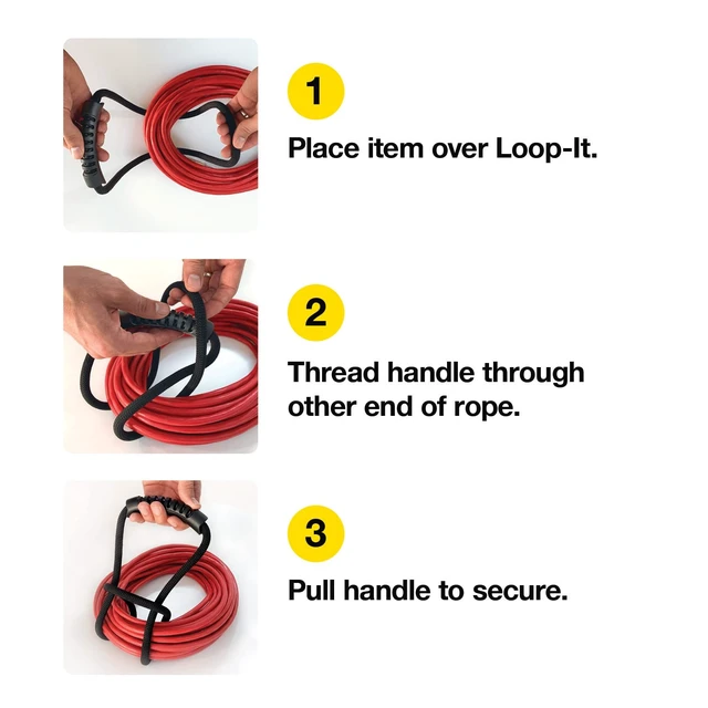 Alt view image 3 of 4 - Loop-It Storage Straps by - 18-inch (3-Pack) Black Extension Cord Organizer, Vacuum Hose Holder, Shop Storage, Air or Water Hose Organizer for your Home, Garage, Boat, RV