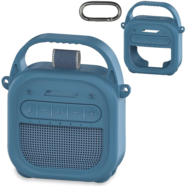 Main image of Silicone Cover Case for Bose SoundLink Micro 2 Bluetooth Speaker, Blue Protective Case with Handle, Accessories for Micro 2 Speaker Silicone Cover, Metal Carabiner, Custom-Design Cover Case