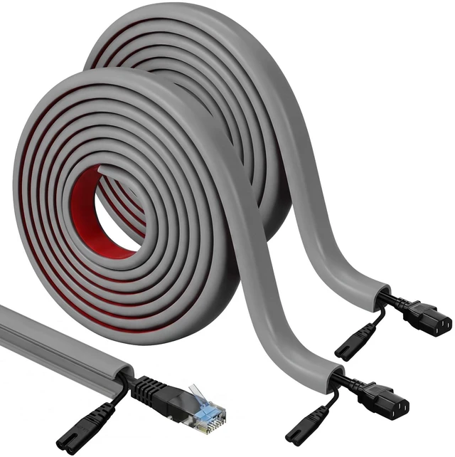 Main image of 2 Pcs Silicone Wall Wire Hider Flexible Cord Hider,Gray,Large-10 ft Electric Cord Cover, Self-adhesive, Cable Hider for Wall, Floor, Side Open Wire Covers, for Mounted TV Home Office Management