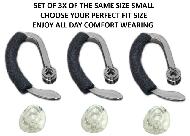 Alt view image 2 of 4 - 3-Pack Ear Tips and Hooks for Plantronics CS540 Savi Small Buds, Loops and Foam Fit Kit, Compatible for W440, W740, W745 and WH500 Wireless Headsets