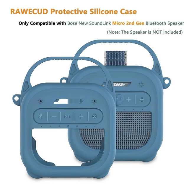 Alt view image 3 of 7 - Silicone Cover Case for Bose SoundLink Micro 2 Bluetooth Speaker, Blue Protective Case with Handle, Accessories for Micro 2 Speaker Silicone Cover, Metal Carabiner, Custom-Design Cover Case