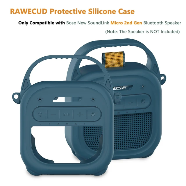 Alt view image 3 of 7 - Silicone Cover Case for Bose SoundLink Micro 2 Bluetooth Speaker, Dark Blue Protective Case with Handle, Accessories for Micro 2 Speaker Silicone Cover, Metal Carabiner, Custom-Design Cover Case