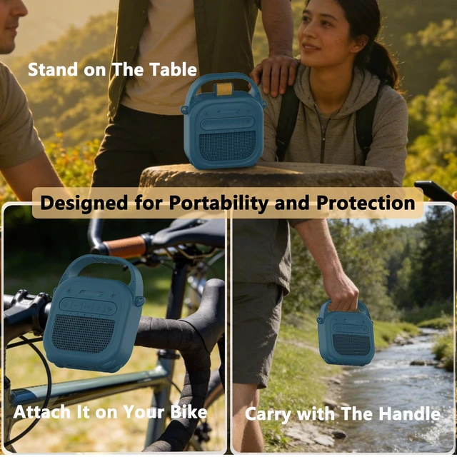 Alt view image 6 of 7 - Silicone Cover Case for Bose SoundLink Micro 2 Bluetooth Speaker, Dark Blue Protective Case with Handle, Accessories for Micro 2 Speaker Silicone Cover, Metal Carabiner, Custom-Design Cover Case
