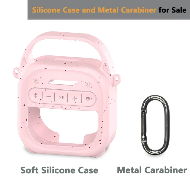 Alt view image 2 of 7 - Silicone Cover Case for Bose SoundLink Micro 2 Bluetooth Speaker, Pink Protective Case with Handle, Accessories for Micro 2 Speaker Silicone Cover, Metal Carabiner, Custom-Design Cover Case