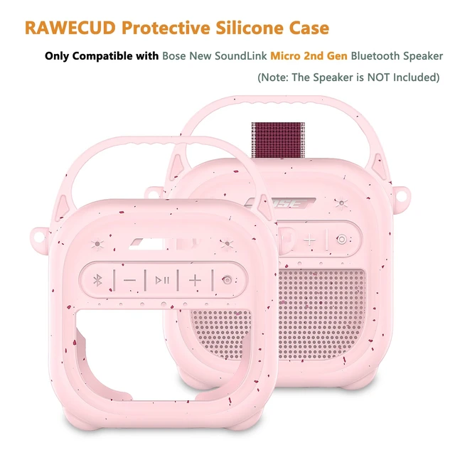 Alt view image 3 of 7 - Silicone Cover Case for Bose SoundLink Micro 2 Bluetooth Speaker, Pink Protective Case with Handle, Accessories for Micro 2 Speaker Silicone Cover, Metal Carabiner, Custom-Design Cover Case