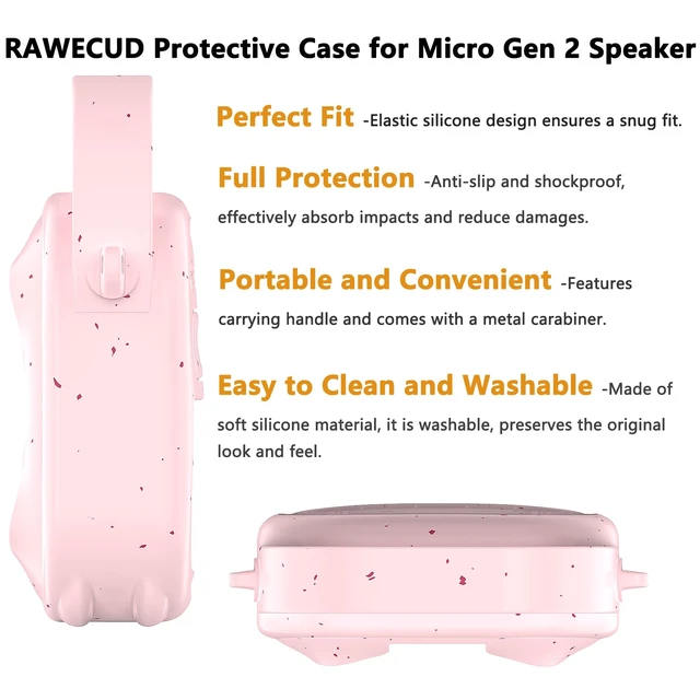 Alt view image 4 of 7 - Silicone Cover Case for Bose SoundLink Micro 2 Bluetooth Speaker, Pink Protective Case with Handle, Accessories for Micro 2 Speaker Silicone Cover, Metal Carabiner, Custom-Design Cover Case