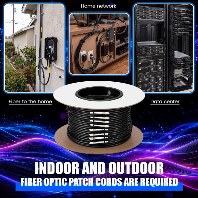 Alt view image 6 of 7 - 164ft (50 Meters) OM3 LC to LC 4 Core Multimode Fiber Optic Cable 50/125um Armored Outdoor Design, 10GB Jumper Low Friction LSZH Optic Cable Cord