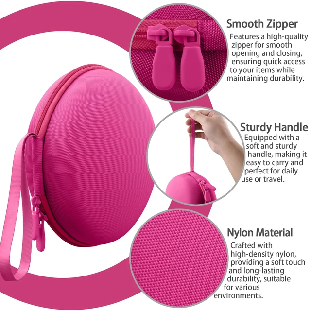 Alt view image 5 of 7 - for Beats Studio Pro/Studio3/Solo4/Solo3 Headphones Hard Case, Rose Red Compatible with Beats Wireless On-Ear Headphones, Portable EVA Storage Bag with Mesh Pocket & Wrist Strap