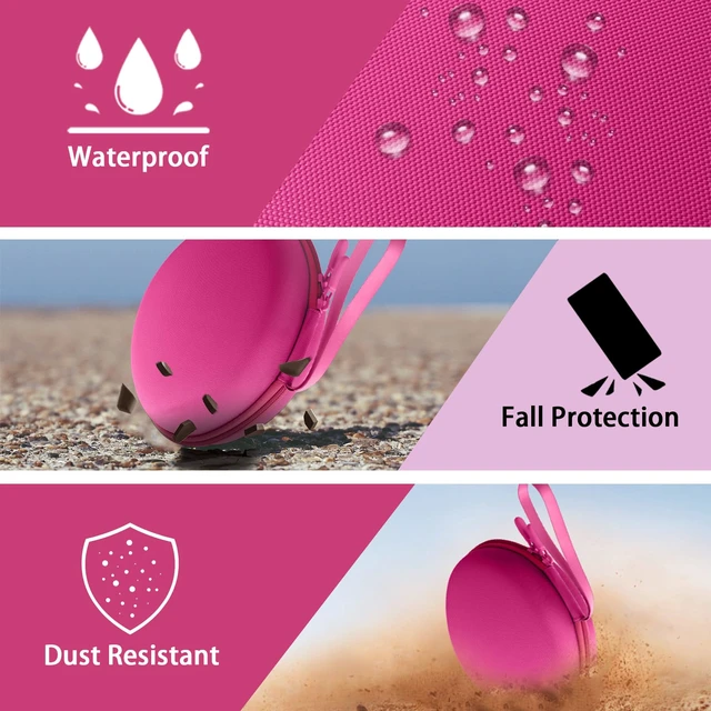 Alt view image 7 of 7 - for Beats Studio Pro/Studio3/Solo4/Solo3 Headphones Hard Case, Rose Red Compatible with Beats Wireless On-Ear Headphones, Portable EVA Storage Bag with Mesh Pocket & Wrist Strap