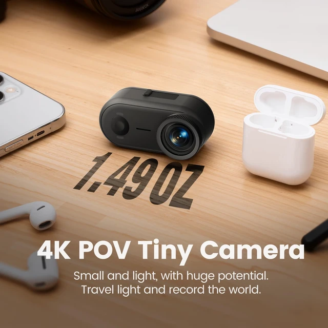 Alt view image 2 of 7 - 4K 30FPS POV Camera, Portable Vlogging Camera with 33FT Waterproof, 64GB Tiny Actioncamera EIS Stabilization, Hands-Free POV Body Cam, 150° Lightweight Thumb Bodycam 5 hr Battery Life, Mount Anywhere