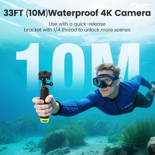 Alt view image 4 of 7 - 4K 30FPS POV Camera, Portable Vlogging Camera with 33FT Waterproof, 64GB Tiny Actioncamera EIS Stabilization, Hands-Free POV Body Cam, 150° Lightweight Thumb Bodycam 5 hr Battery Life, Mount Anywhere