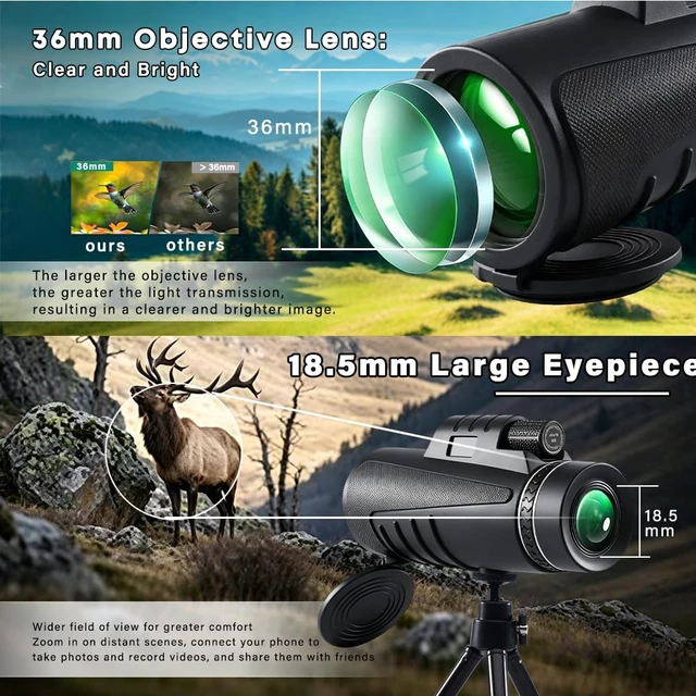 Alt view image 4 of 7 - 8X42 HD Compact Monocular Pocket Telescope BAK4 Prism for Adults HD BAK4 prism monocular compact ideal for bird watching sports events holiday gift for men women