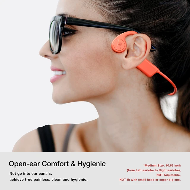 Alt view image 3 of 7 - Bone Conduction Headphones, 12 Hours Playtime Bluetoeth 5.3 Headset Open Ear Wireless Earphone - IP55 Sweatproof Built-in Mic,Perfect for Running Cycling Hiking Workouts(Orange)