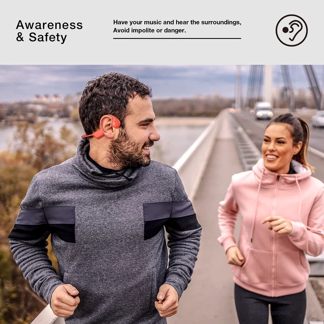 Alt view image 4 of 7 - Bone Conduction Headphones, 12 Hours Playtime Bluetoeth 5.3 Headset Open Ear Wireless Earphone - IP55 Sweatproof Built-in Mic,Perfect for Running Cycling Hiking Workouts(Orange)