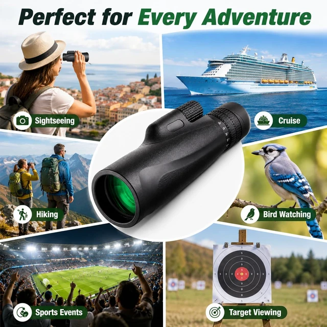 Alt view image 3 of 7 - 10-30x50 Zoom Monocular Telescope BAK4 FMC Lens for Adults Dual focus with phone tripod lightweight zoom monocular for outdoor bird watching hunting travel