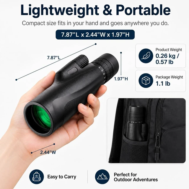 Alt view image 7 of 7 - 10-30x50 Zoom Monocular Telescope BAK4 FMC Lens for Adults Dual focus with phone tripod lightweight zoom monocular for outdoor bird watching hunting travel