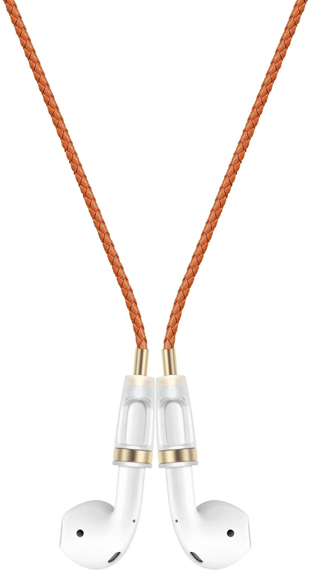 Main image of Anti-Lost Neck Strap for Airpods, PU Leather Strong Magnetic Necklace Holder String, Compatible with AirPods 1&2 /3rd /Pro/Pro 2 Orange Red Gold