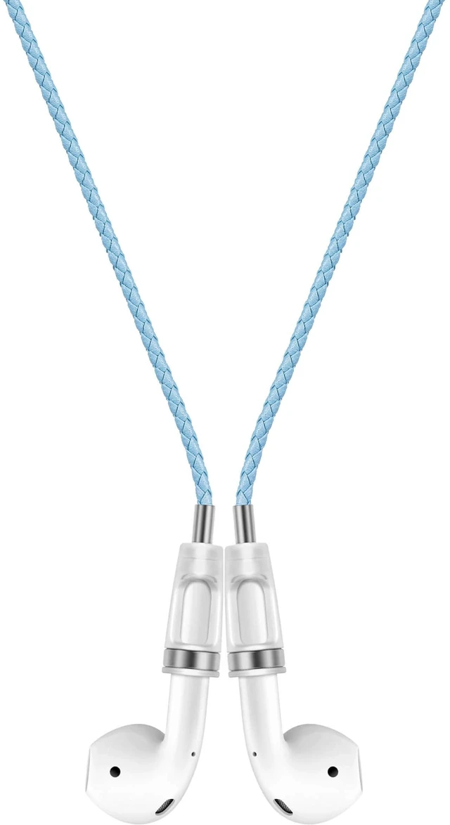 Main image of Anti-Lost Neck Strap for Airpods, PU Leather Strong Magnetic Necklace Holder String, Compatible with AirPods 1&2 /3rd /Pro/Pro 2 Blue Silver