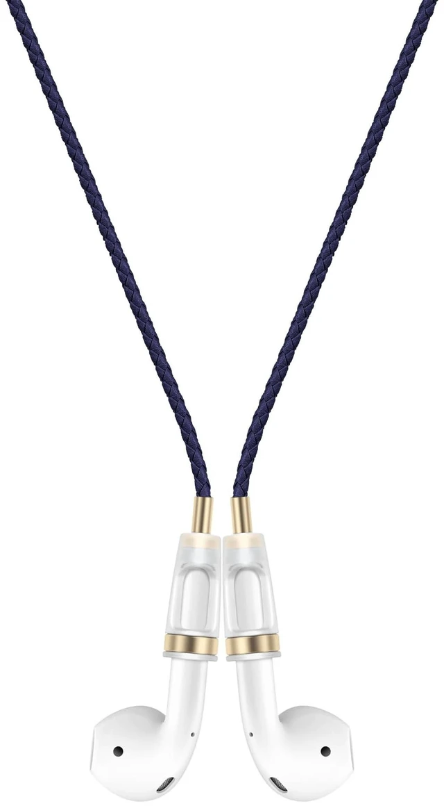 Main image of Anti-Lost Neck Strap for Airpods, PU Leather Strong Magnetic Necklace Holder String, Compatible with AirPods 1&2 /3rd /Pro/Pro 2 Navy Blue Gold