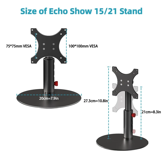 Alt view image 6 of 7 - Aluminum Stand for Echo Show 15 & Show 21, Lift 21cm, Tilt 18~80° Metal, Adjust Height, Tiltable Table Stand for Alexa Show 15 & 21, Stable Desktop Stand for Kitchen Use, Easy Assembly