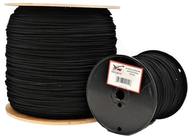 Main image of Trick Line/Tie Line, Black, 300ft. Unglazed, USA, Cotton Cover with Polyester Core for Added Strength, Theatrical Cord, Multipurpose Utility Line, ROC354, #4 (1/8 inch) Made in USA
