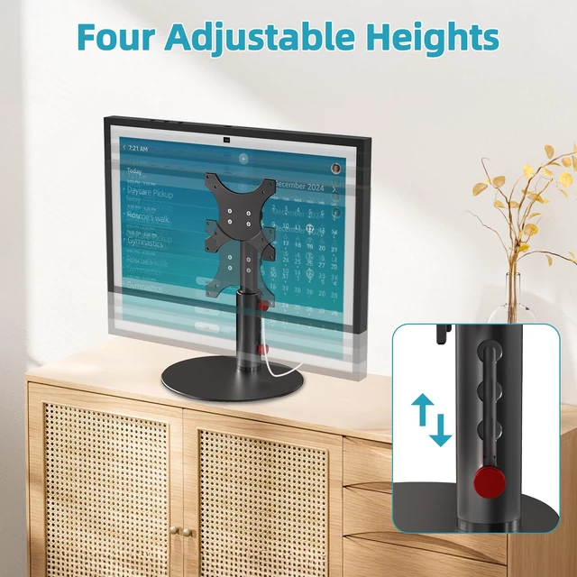 Alt view image 2 of 7 - Aluminum Stand for Echo Show 15 & Show 21, Lift 21cm, Tilt 18~80° Metal, Adjust Height, Tiltable Table Stand for Alexa Show 15 & 21, Stable Desktop Stand for Kitchen Use, Easy Assembly