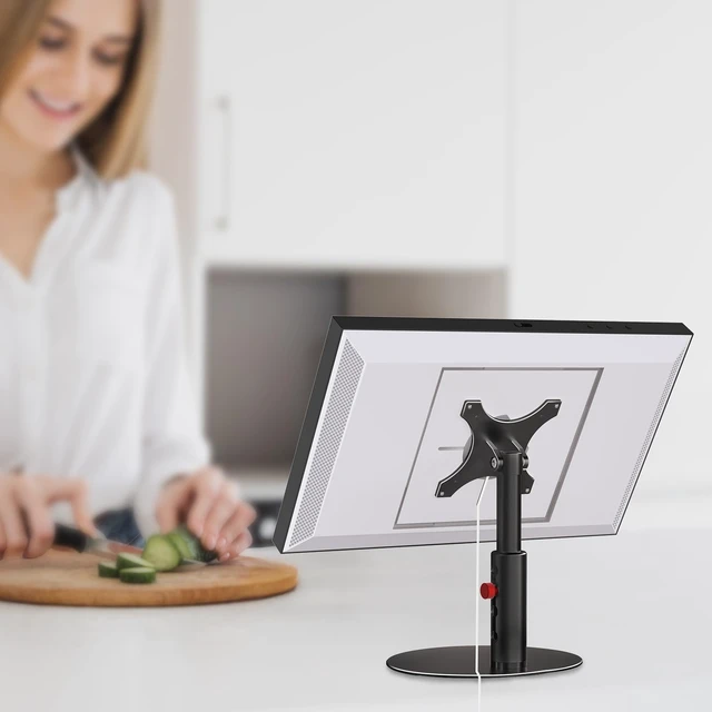 Alt view image 7 of 7 - Aluminum Stand for Echo Show 15 & Show 21, Lift 21cm, Tilt 18~80° Metal, Adjust Height, Tiltable Table Stand for Alexa Show 15 & 21, Stable Desktop Stand for Kitchen Use, Easy Assembly