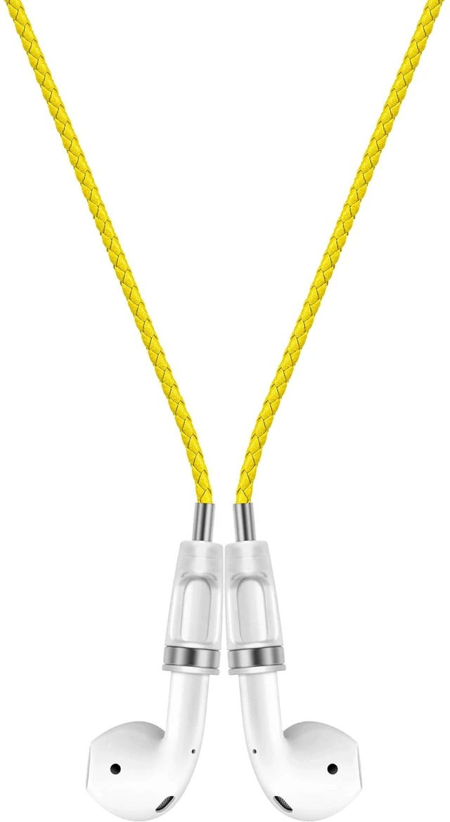 Main image of Anti-Lost Neck Strap for Airpods, PU Leather Strong Magnetic Necklace Holder String, Compatible with AirPods 1&2 /3rd /Pro/Pro 2 Yellow Silver