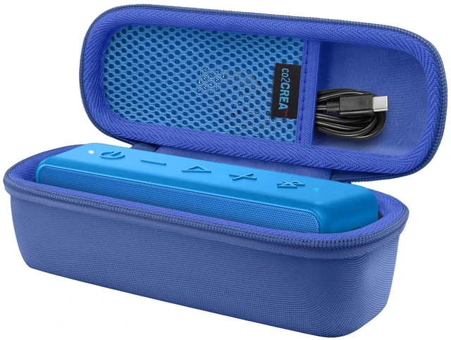 Main image of Hard Case for Anker SoundCore/2/Motion B Outdoor Speaker, Blue Space For Charging Cable, Soft Lining, Durable Zippered Shell, Mesh Pocket, Hard Protective Bag