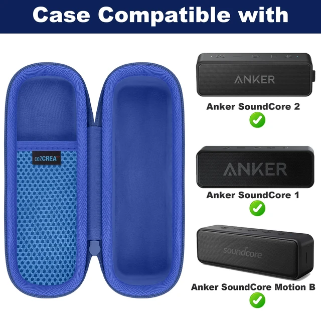 Alt view image 2 of 7 - Hard Case for Anker SoundCore/2/Motion B Outdoor Speaker, Blue Space For Charging Cable, Soft Lining, Durable Zippered Shell, Mesh Pocket, Hard Protective Bag