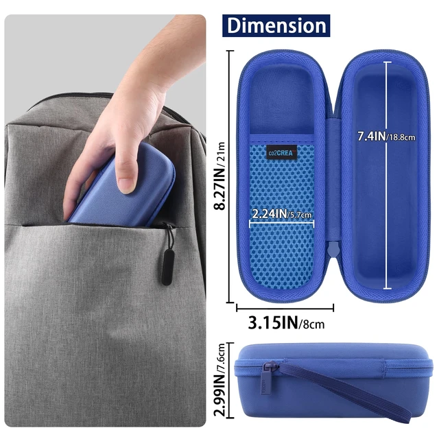 Alt view image 6 of 7 - Hard Case for Anker SoundCore/2/Motion B Outdoor Speaker, Blue Space For Charging Cable, Soft Lining, Durable Zippered Shell, Mesh Pocket, Hard Protective Bag