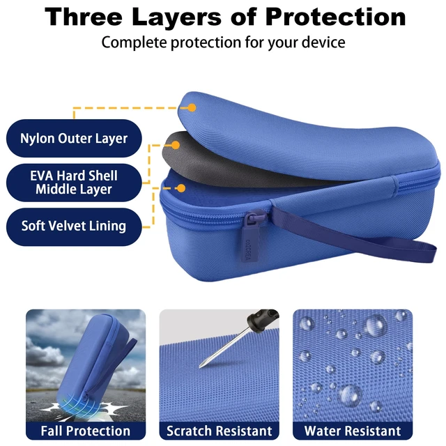 Alt view image 7 of 7 - Hard Case for Anker SoundCore/2/Motion B Outdoor Speaker, Blue Space For Charging Cable, Soft Lining, Durable Zippered Shell, Mesh Pocket, Hard Protective Bag