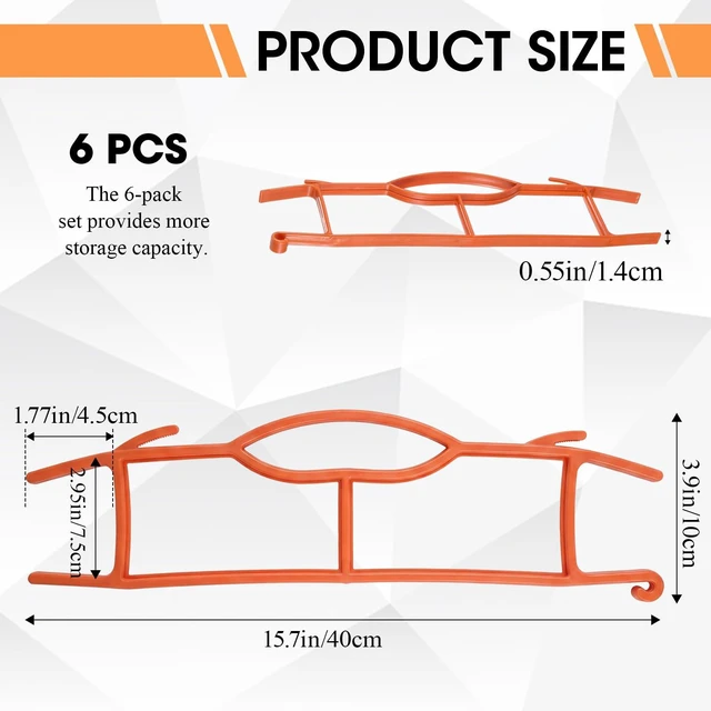 Alt view image 2 of 7 - 6 Pcs 15.7"extension Cord Storage, Xmas Light Organizer, Orange Light Duty H-frame Extension Cord Holder, Christmas String Light Storage Wrap Organizer for Xmas Lites, Hoses, Ropes, Cables