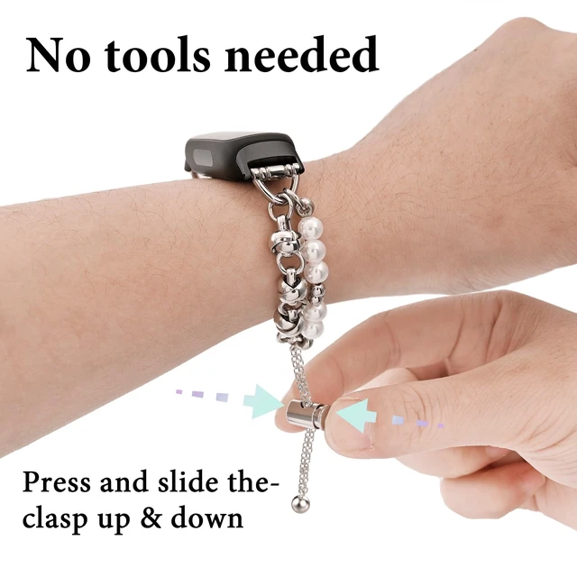 Alt view image 2 of 7 - Beaded Bracelet Compatible with Fitbit Inspire 3 Band/Inspire 2 Band, Fashion Handmade Dressy Jewelry Strap Replacement for Fitbit Inspire 3 Bands for Women Men