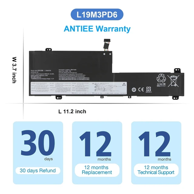 Alt view image 7 of 7 - L19M3PD6 L19L3PD6 Laptop Battery for Lenovo IdeaPad Flex 5-14IIL05 81X1 81WS 5-14ITL05 82LT 82HS 5-14ARE05 81X2 82DF 5-14ALC05 82HU 5-15IIL05 81X3 5-15ITL05 82HT 5-15ALC05 82HV L19C3PD6 L19D3PD6