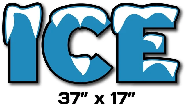 Alt view image 2 of 3 - Ice Decal Sticker for Gas Station Ice Box or Ice Ice Baby Halloween Costume - S, M, L, XL, XXL (Extra Extra Large)