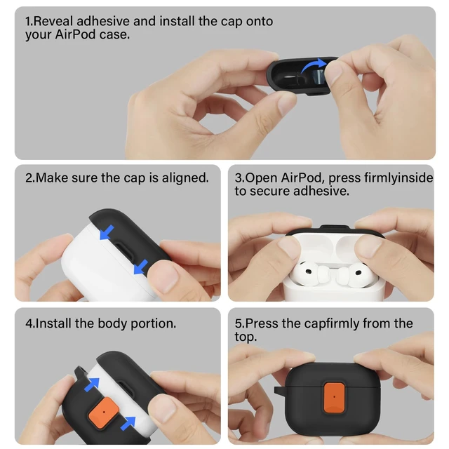Alt view image 6 of 7 - for AirPods Pro 3 Case with Drop-Proof Lock Design (Black/Orange) Anti-Scratch Shockproof Slim Protective Cover Compatible with Apple AirPods Pro 3rd Generation