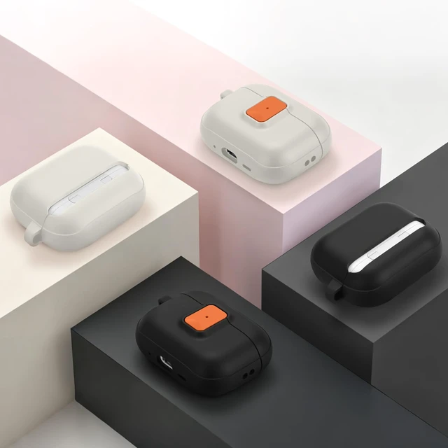 Alt view image 7 of 7 - for AirPods Pro 3 Case with Drop-Proof Lock Design (Black/Orange) Anti-Scratch Shockproof Slim Protective Cover Compatible with Apple AirPods Pro 3rd Generation