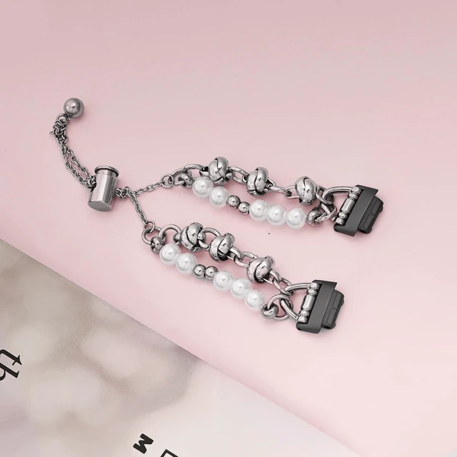 Alt view image 6 of 7 - Beaded Bracelet Compatible with Fitbit Inspire 3 Band/Inspire 2 Band, Fashion Handmade Dressy Jewelry Strap Replacement for Fitbit Inspire 3 Bands for Women Men